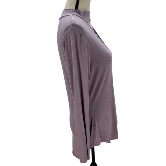 Ultra Flirt Long Sleeve Keyhole Neck T-Shirt - Purple - size XL - Picture 2 of 8